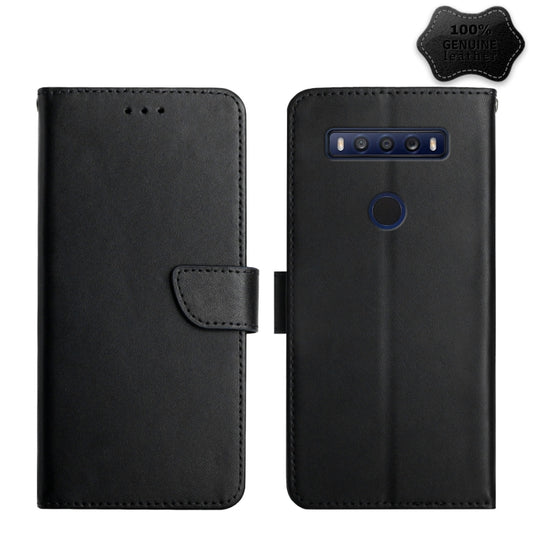For TCL 10 SE Genuine Leather Fingerprint-proof Flip Phone Case(Black) - More Brand by buy2fix | Online Shopping UK | buy2fix