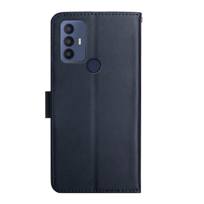 For TCL 30 SE Genuine Leather Fingerprint-proof Flip Phone Case(Blue) - TCL by buy2fix | Online Shopping UK | buy2fix