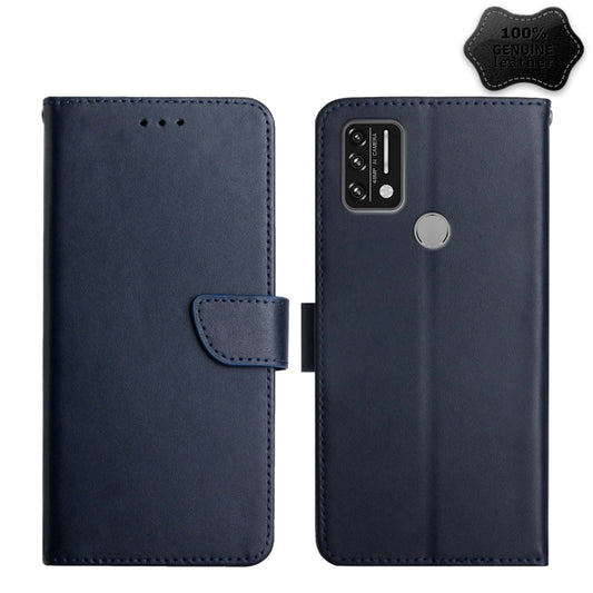 For UMIDIGI A9 Genuine Leather Fingerprint-proof Flip Phone Case(Blue) - More Brand by buy2fix | Online Shopping UK | buy2fix