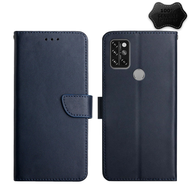 For UMIDIGI A9 Pro Genuine Leather Fingerprint-proof Flip Phone Case(Blue) - More Brand by buy2fix | Online Shopping UK | buy2fix