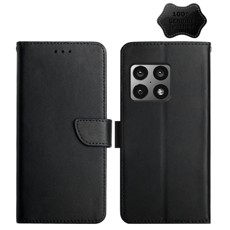 For OnePlus 10 Pro Genuine Leather Fingerprint-proof Horizontal Flip Phone Case(Black) - OnePlus Cases by buy2fix | Online Shopping UK | buy2fix