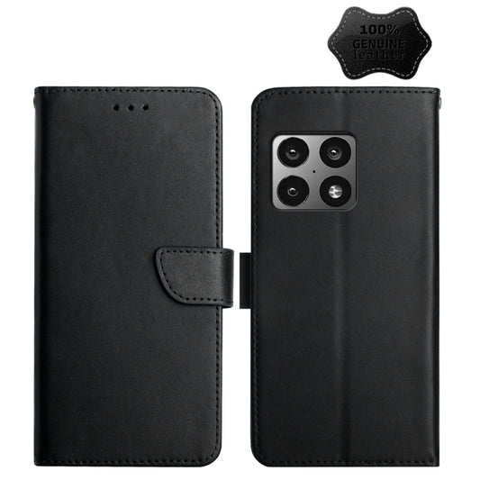 For OnePlus 10 Pro Genuine Leather Fingerprint-proof Horizontal Flip Phone Case(Black) - OnePlus Cases by buy2fix | Online Shopping UK | buy2fix