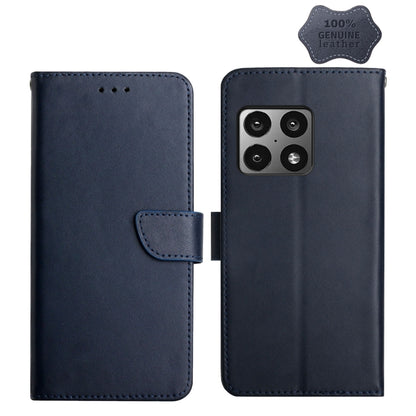 For OnePlus 10 Pro Genuine Leather Fingerprint-proof Horizontal Flip Phone Case(Blue) - OnePlus Cases by buy2fix | Online Shopping UK | buy2fix
