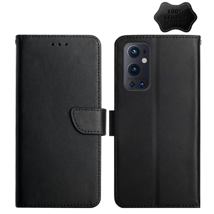 For OnePlus 9 Pro Genuine Leather Fingerprint-proof Horizontal Flip Phone Case(Black) - OnePlus Cases by buy2fix | Online Shopping UK | buy2fix