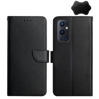 For OnePlus 9 Pro Genuine Leather Fingerprint-proof Horizontal Flip Phone Case(Black) - OnePlus Cases by buy2fix | Online Shopping UK | buy2fix
