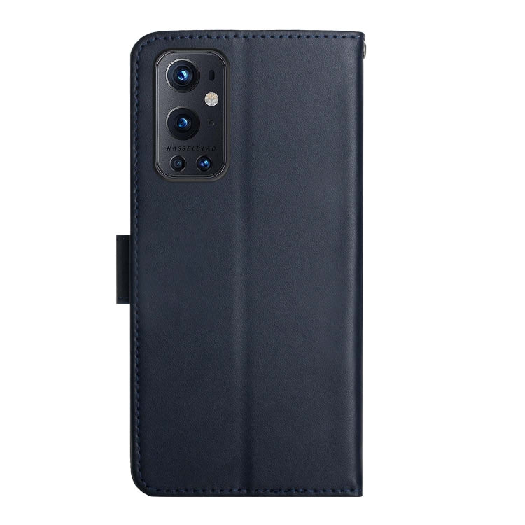 For OnePlus 9 Pro Genuine Leather Fingerprint-proof Horizontal Flip Phone Case(Blue) - OnePlus Cases by buy2fix | Online Shopping UK | buy2fix