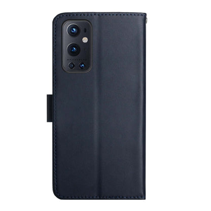 For OnePlus 9 Pro Genuine Leather Fingerprint-proof Horizontal Flip Phone Case(Blue) - OnePlus Cases by buy2fix | Online Shopping UK | buy2fix