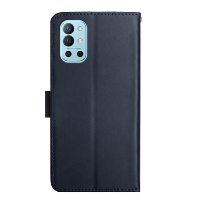 For OnePlus 9R Genuine Leather Fingerprint-proof Horizontal Flip Phone Case(Blue) - OnePlus Cases by buy2fix | Online Shopping UK | buy2fix