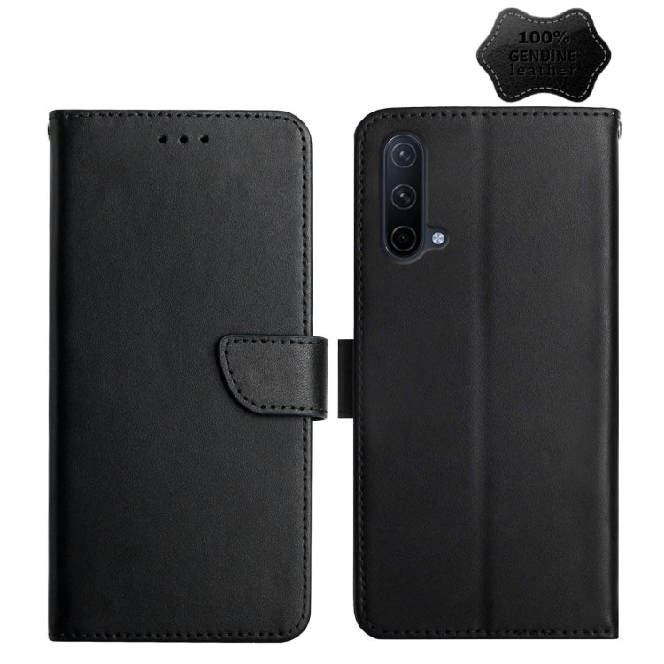 For OnePlus Nord CE 5G Genuine Leather Fingerprint-proof Horizontal Flip Phone Case(Black) - OnePlus Cases by buy2fix | Online Shopping UK | buy2fix