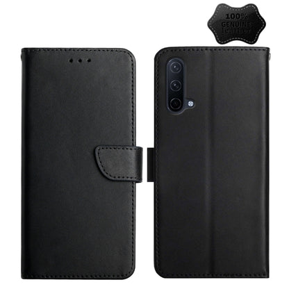 For OnePlus Nord CE 5G Genuine Leather Fingerprint-proof Horizontal Flip Phone Case(Black) - OnePlus Cases by buy2fix | Online Shopping UK | buy2fix