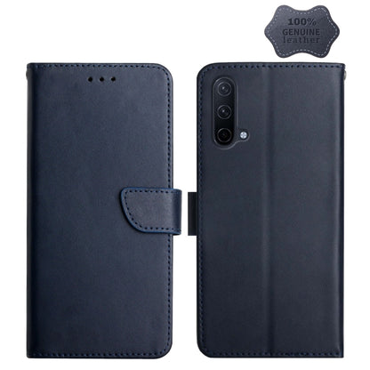 For OnePlus Nord CE 5G Genuine Leather Fingerprint-proof Horizontal Flip Phone Case(Blue) - OnePlus Cases by buy2fix | Online Shopping UK | buy2fix