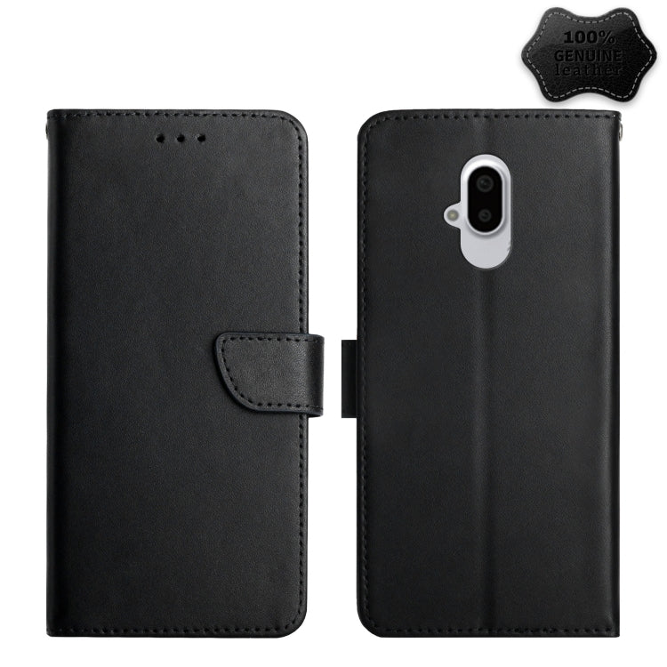 For Fujitsu Arrows F-52B Genuine Leather Fingerprint-proof Flip Phone Case(Black) - More Brand by buy2fix | Online Shopping UK | buy2fix