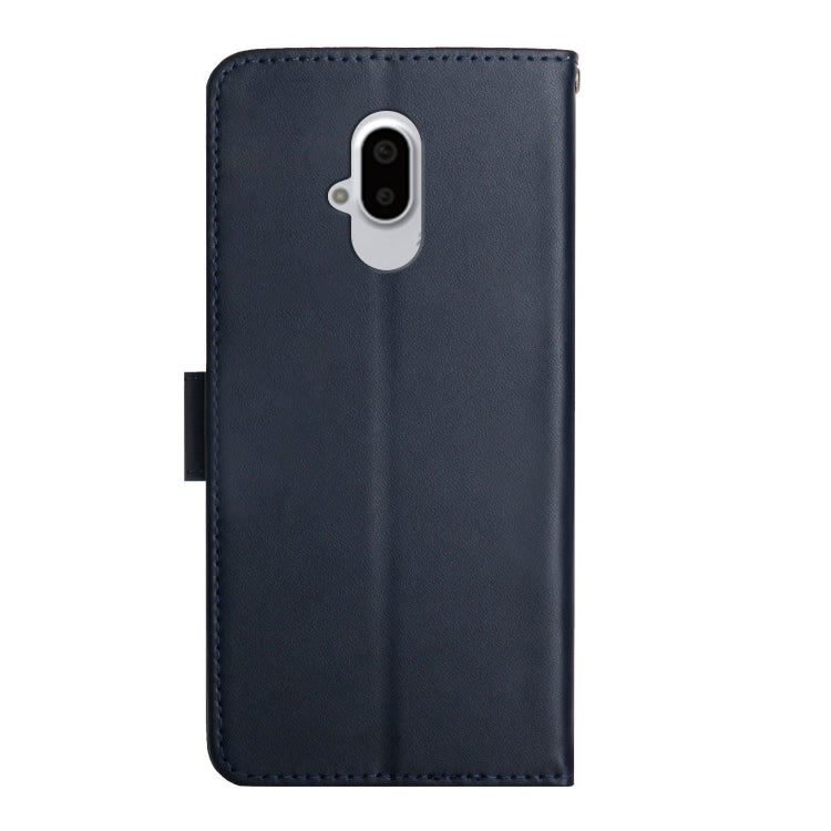 For Fujitsu Arrows F-52B Genuine Leather Fingerprint-proof Flip Phone Case(Blue) - More Brand by buy2fix | Online Shopping UK | buy2fix