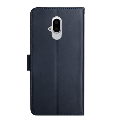 For Fujitsu Arrows F-52B Genuine Leather Fingerprint-proof Flip Phone Case(Blue) - More Brand by buy2fix | Online Shopping UK | buy2fix