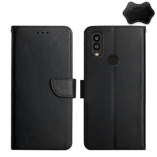 For Kyocera Android One S9 Genuine Leather Fingerprint-proof Flip Phone Case(Black) - More Brand by buy2fix | Online Shopping UK | buy2fix