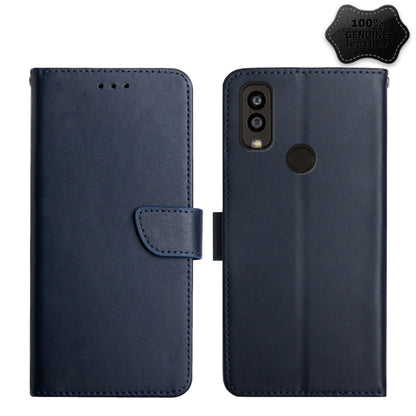 For Kyocera Android One S9 Genuine Leather Fingerprint-proof Flip Phone Case(Blue) - More Brand by buy2fix | Online Shopping UK | buy2fix