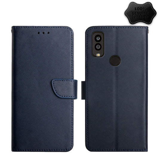 For Kyocera Android One S9 Genuine Leather Fingerprint-proof Flip Phone Case(Blue) - More Brand by buy2fix | Online Shopping UK | buy2fix