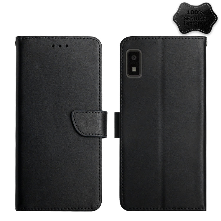 For Sharp Aquos Wish SHG06 Genuine Leather Fingerprint-proof Flip Phone Case(Black) - More Brand by buy2fix | Online Shopping UK | buy2fix
