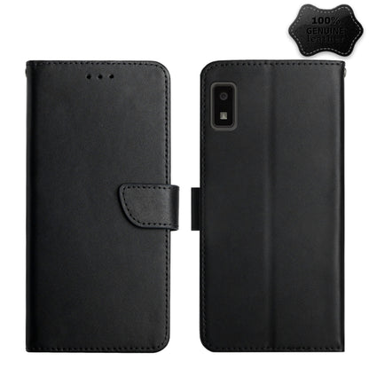 For Sharp Aquos Wish SHG06 Genuine Leather Fingerprint-proof Flip Phone Case(Black) - More Brand by buy2fix | Online Shopping UK | buy2fix