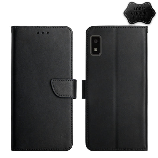 For Sharp Aquos Wish SHG06 Genuine Leather Fingerprint-proof Flip Phone Case(Black) - More Brand by buy2fix | Online Shopping UK | buy2fix
