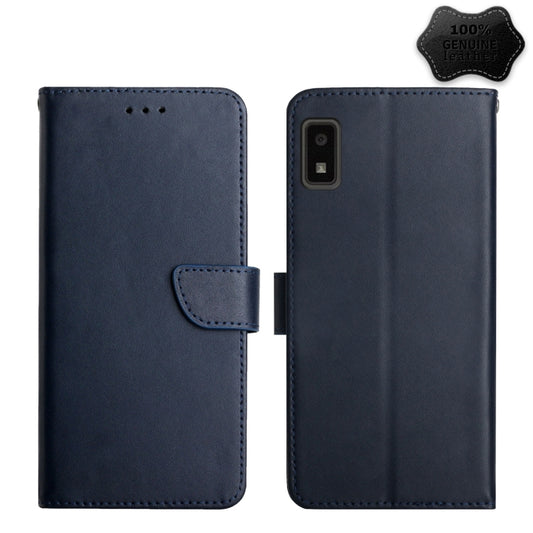 For Sharp Aquos Wish SHG06 Genuine Leather Fingerprint-proof Flip Phone Case(Blue) - More Brand by buy2fix | Online Shopping UK | buy2fix