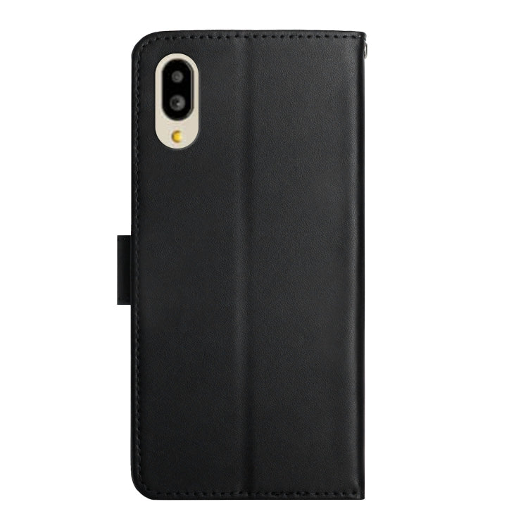 For Sharp Simple Sumaho 6 Genuine Leather Fingerprint-proof Flip Phone Case(Black) - More Brand by buy2fix | Online Shopping UK | buy2fix