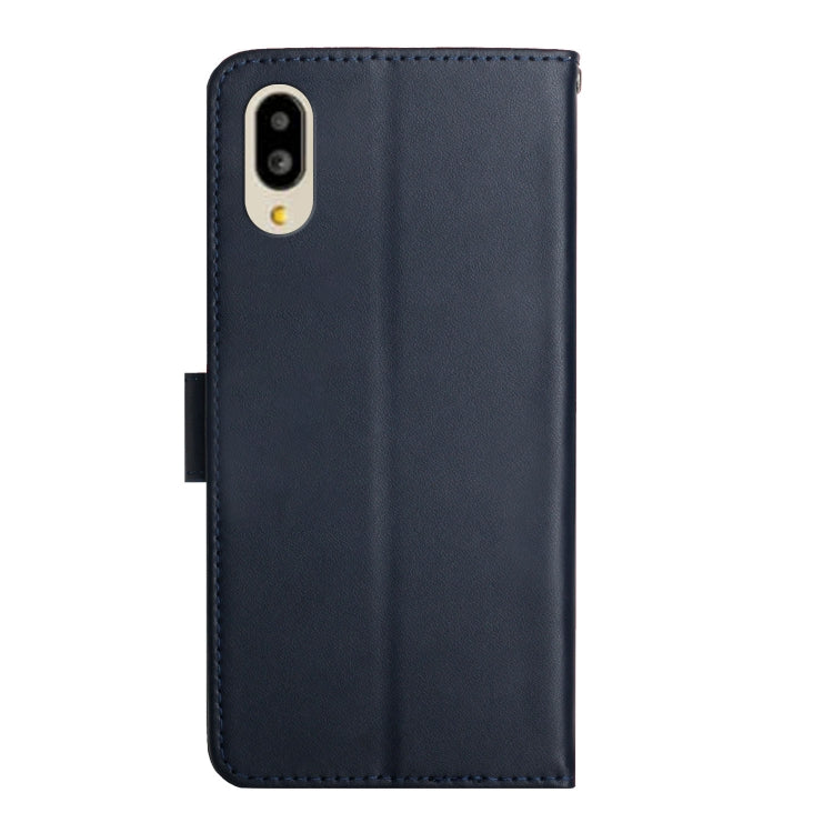 For Sharp Simple Sumaho 6 Genuine Leather Fingerprint-proof Flip Phone Case(Blue) - More Brand by buy2fix | Online Shopping UK | buy2fix