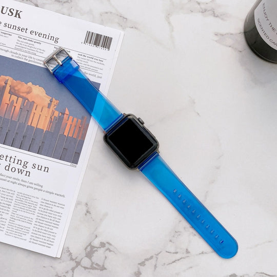 Jelly Transparent Watch Band For Apple Watch Series 9&8&7 41mm / SE 3&SE 2&6&SE&5&4 40mm / 3&2&1 38mm(Light Blue)