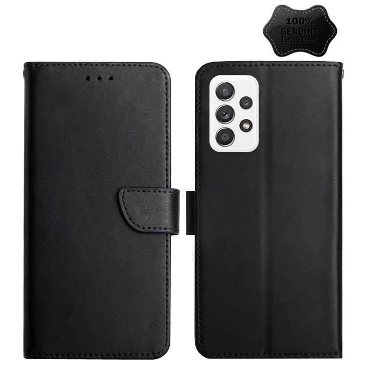 For Samsung Galaxy A23 Genuine Leather Fingerprint-proof Horizontal Flip Phone Case(Black) - Galaxy Phone Cases by buy2fix | Online Shopping UK | buy2fix