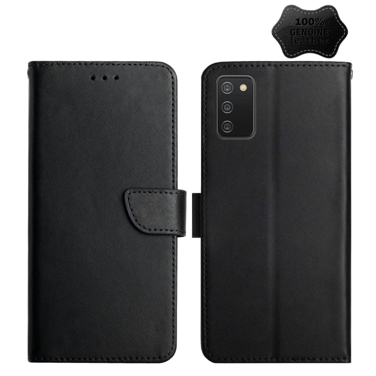 For Samsung Galaxy A02s Genuine Leather Fingerprint-proof Horizontal Flip Phone Case(Black) - Galaxy Phone Cases by buy2fix | Online Shopping UK | buy2fix