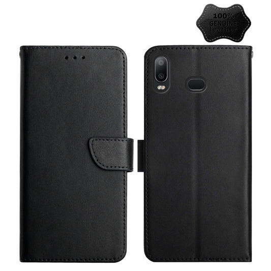 For Samsung Galaxy A10s Genuine Leather Fingerprint-proof Horizontal Flip Phone Case(Black) - Galaxy Phone Cases by buy2fix | Online Shopping UK | buy2fix
