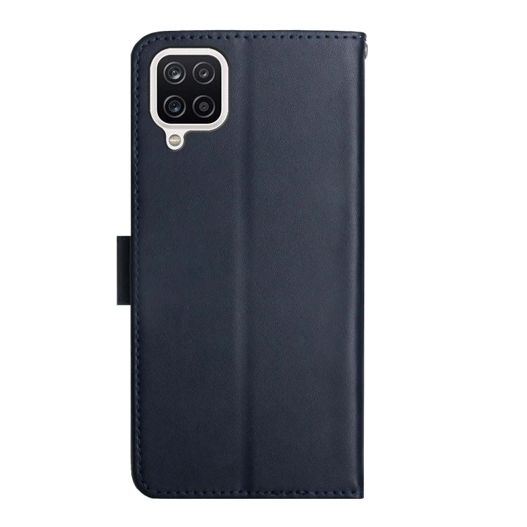 For Samsung Galaxy A12 Genuine Leather Fingerprint-proof Horizontal Flip Phone Case(Blue) - Galaxy Phone Cases by buy2fix | Online Shopping UK | buy2fix
