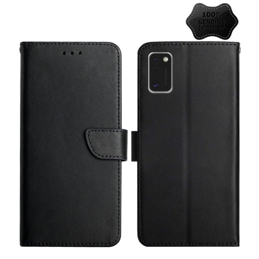 For Samsung Galaxy A41 Genuine Leather Fingerprint-proof Horizontal Flip Phone Case(Black) - Galaxy Phone Cases by buy2fix | Online Shopping UK | buy2fix