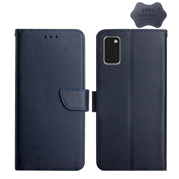 For Samsung Galaxy A41 Genuine Leather Fingerprint-proof Horizontal Flip Phone Case(Blue) - Galaxy Phone Cases by buy2fix | Online Shopping UK | buy2fix