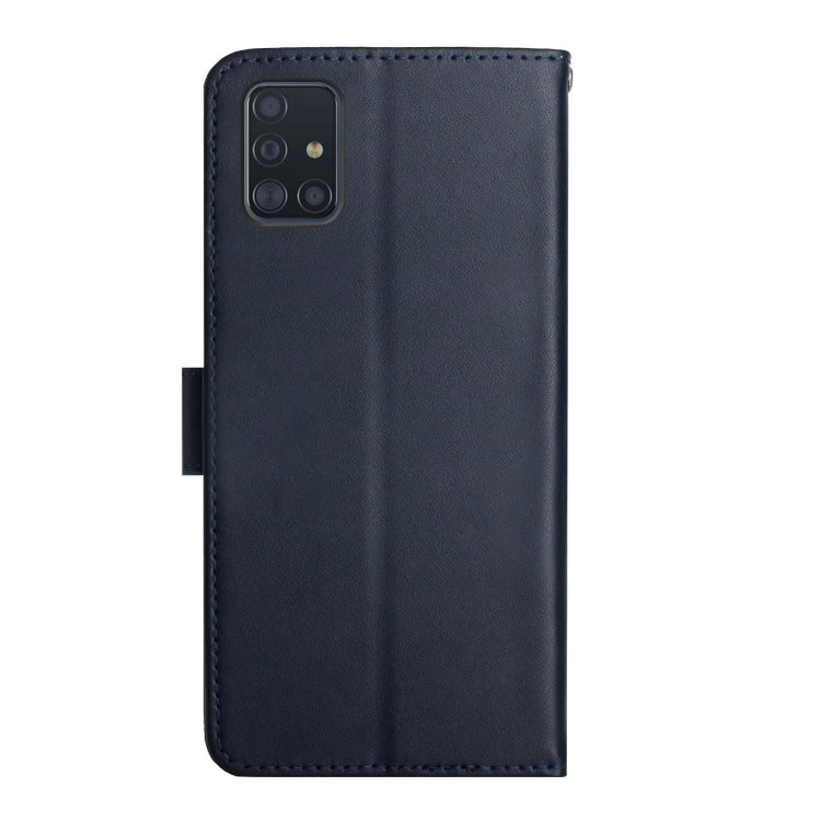 For Samsung Galaxy A51 Genuine Leather Fingerprint-proof Horizontal Flip Phone Case(Blue) - Galaxy Phone Cases by buy2fix | Online Shopping UK | buy2fix