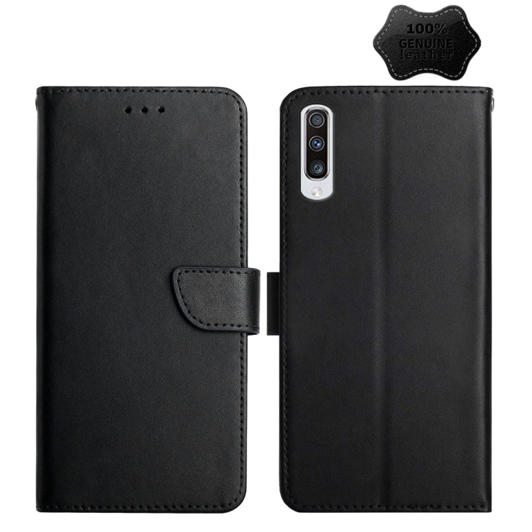 For Samsung Galaxy A70 Genuine Leather Fingerprint-proof Horizontal Flip Phone Case(Black) - Galaxy Phone Cases by buy2fix | Online Shopping UK | buy2fix