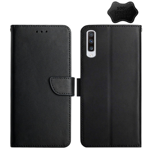 For Samsung Galaxy A70 Genuine Leather Fingerprint-proof Horizontal Flip Phone Case(Black) - Galaxy Phone Cases by buy2fix | Online Shopping UK | buy2fix