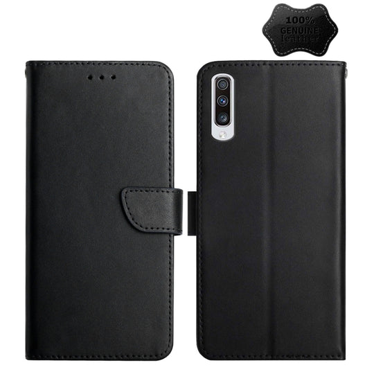 For Samsung Galaxy A70 Genuine Leather Fingerprint-proof Horizontal Flip Phone Case(Black)