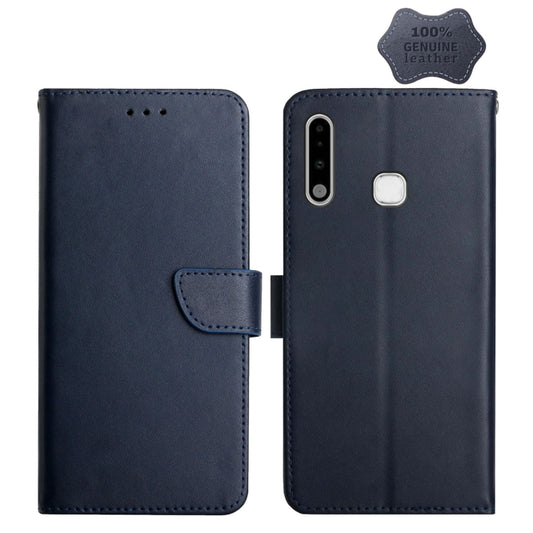 For Samsung Galaxy A70e Genuine Leather Fingerprint-proof Horizontal Flip Phone Case(Blue) - Galaxy Phone Cases by buy2fix | Online Shopping UK | buy2fix