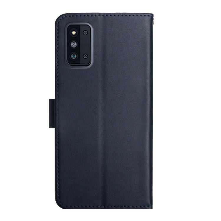 For Samsung Galaxy F52 5G Genuine Leather Fingerprint-proof Horizontal Flip Phone Case(Blue) - Galaxy Phone Cases by buy2fix | Online Shopping UK | buy2fix