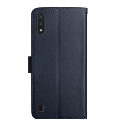 For Samsung Galaxy M10 / A10 Genuine Leather Fingerprint-proof Horizontal Flip Phone Case(Blue) - Galaxy Phone Cases by buy2fix | Online Shopping UK | buy2fix