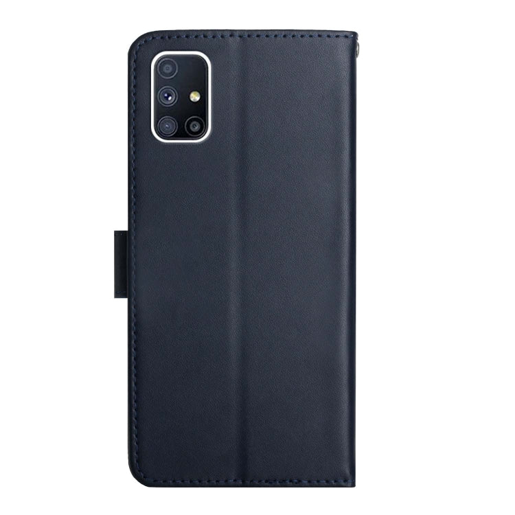 For Samsung Galaxy M51 Genuine Leather Fingerprint-proof Horizontal Flip Phone Case(Blue) - Galaxy Phone Cases by buy2fix | Online Shopping UK | buy2fix