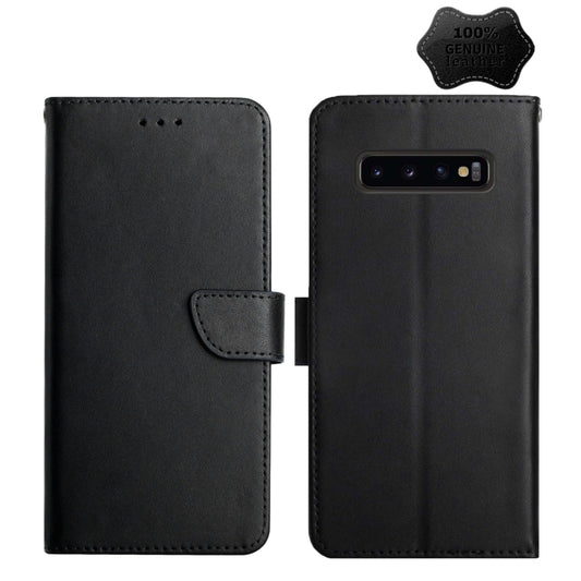 For Samsung Galaxy S10 Genuine Leather Fingerprint-proof Horizontal Flip Phone Case(Black) - Galaxy Phone Cases by buy2fix | Online Shopping UK | buy2fix