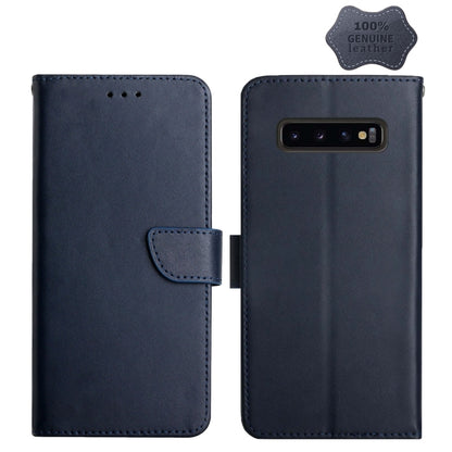 For Samsung Galaxy S10 Genuine Leather Fingerprint-proof Horizontal Flip Phone Case(Blue) - Galaxy Phone Cases by buy2fix | Online Shopping UK | buy2fix