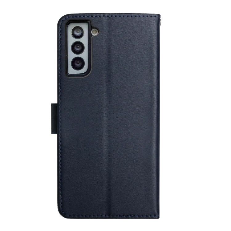 For Samsung Galaxy S21 FE 5G Genuine Leather Fingerprint-proof Horizontal Flip Phone Case(Blue) - Galaxy Phone Cases by buy2fix | Online Shopping UK | buy2fix