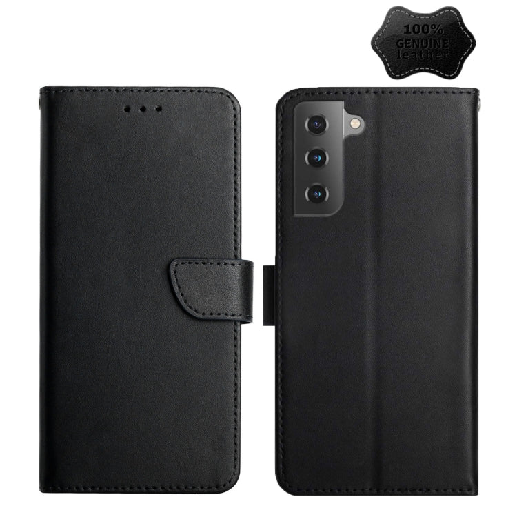 For Samsung Galaxy S22 5G Genuine Leather Fingerprint-proof Horizontal Flip Phone Case(Black) - Galaxy S22 5G Cases by buy2fix | Online Shopping UK | buy2fix