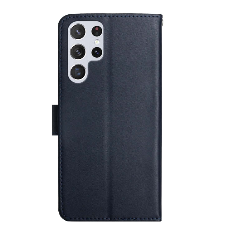For Samsung Galaxy S22 Ultra 5G Genuine Leather Fingerprint-proof Horizontal Flip Phone Case(Blue) - Galaxy S22 Ultra 5G Cases by buy2fix | Online Shopping UK | buy2fix
