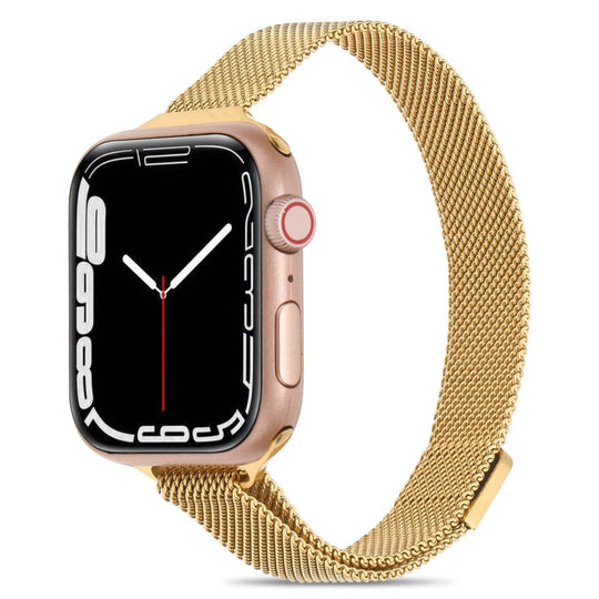 Milanese Small Waist Watch Band For Apple Watch Ultra 49mm&Watch Ultra 2 49mm / Series 9&8&7 45mm / SE 3&SE 2&6&SE&5&4 44mm / 3&2&1 42mm(Gold)