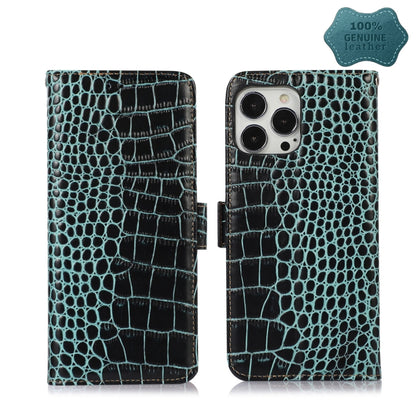 For iPhone 13 Pro Crocodile Top Layer Cowhide Leather Phone Case (Green) - iPhone 13 Pro Cases by buy2fix | Online Shopping UK | buy2fix