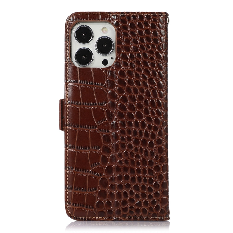 For iPhone 13 Pro Crocodile Top Layer Cowhide Leather Phone Case (Brown) - iPhone 13 Pro Cases by buy2fix | Online Shopping UK | buy2fix